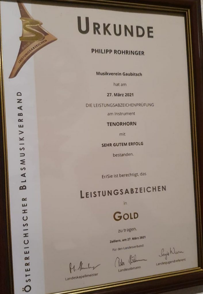 Leistungsabzeichen in Gold für Philipp am 27.03.2021